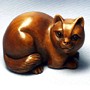 Wooden Netsuke Cat