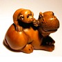 Hippo & Rhino Wooden Netsuke